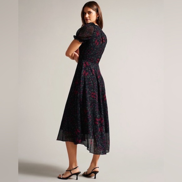 TED BAKER Daniaa Butterfly Print A-Line MIDI Dress Ted Baker Size 2 or US size 6 - Picture 2 of 15